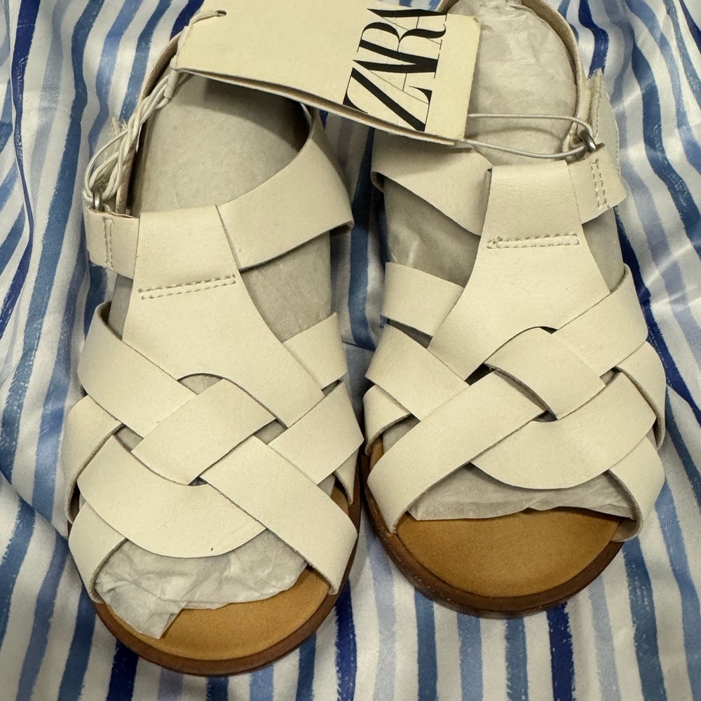 Sz 8 Zara Kids White Strappy Sandals